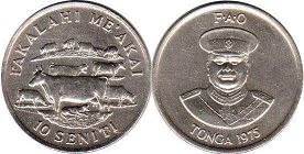 монета Тонга 10 сенити 1975