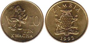 монета Замбия 10 квач 1992