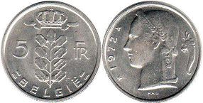 монета Бельгия 5 франков 1974