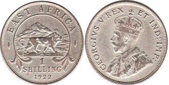 монета Британская Восточная Африка 1 шиллинг 1922