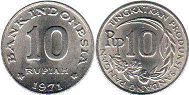 монета Индонезия 10 рупий 1971