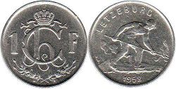 монета Люксембург 1 франк 1952
