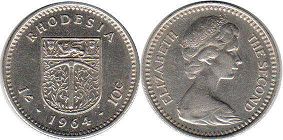 монета Родезия 10 центов 1964