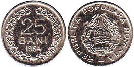 монета Румыния 25 бани 1954