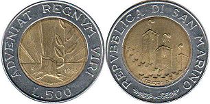 монета Сан-Марино 500 лир 1993