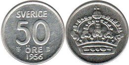 монета Швеция 50 эре 1956