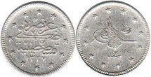 монета Турция Османская 2 куруша 1910