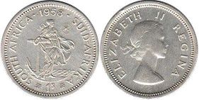монета Южная Африка 1 шиллинг 1958