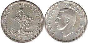 монета Южная Африка 1 шиллинг 1951