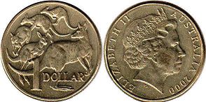 монета Австралия 1 доллар 2000