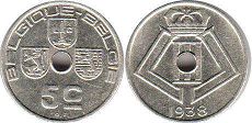 монета Бельгия 5 сантимов 1938