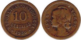 монета Острова Зелёного Мыса 10 сентаво 1930