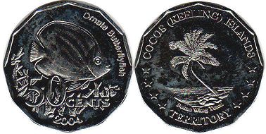 монета Кокосовых Островов 50 центов 2004
