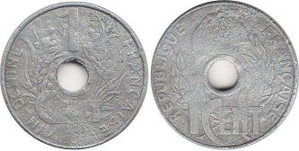 монета Французский Индокитай 1 цент 1940