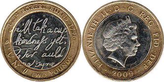 монета Великобритания 2 фунта 2009