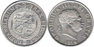 монета Великобритания 1/2 кроны 1819
