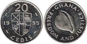 монета Гана 20 седи 1995