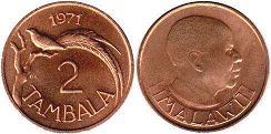 монета Малави 2 тамбала 1971