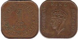 монета Малайя 1 цент 1940