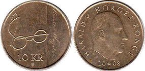 монета Норвегия 10 крон 2008