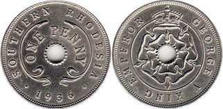 монета Родезия 1 пенни 1936