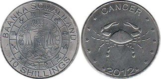 монета Сомалиленд 10 шиллингов 2012