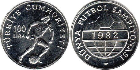 монета Турция 100 лир 1982