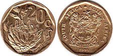 монета ЮАР 20 центов 1995 (1990, 1991, 1992, 1993, 1994, 1995)