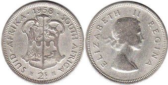 монета Южная Африка 2 шиллинга 1958