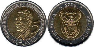 монета ЮАР 5 рэндов 2008