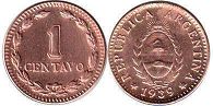 монета Аргентина 1 сентаво 1939