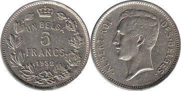 монета Бельгия 5 франков 1932