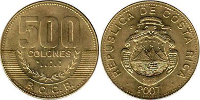 монета Коста Рика 500 колонов 2007