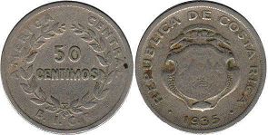 монета Коста-Рика 50 сентимо 1935