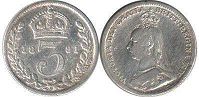монета Великобритания 3 пенса 1891