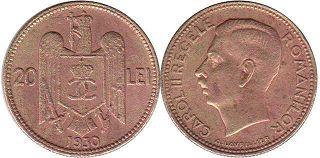 монета Румыния 20 лей 1930