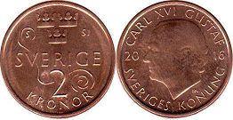 монета Швеция 2 кроны 2016