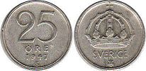 монета Швеция 25 эре 1947
