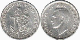 монета Южная Африка 1 шиллинг 1942