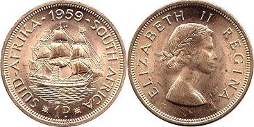 монета Южная Африка 1 пенни 1959