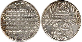монета Зальцбург 1/4 талера 1682