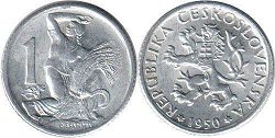 монета Чехословакия 1 крона 1950