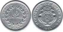 монета Коста Рика 10 сентимо 1958