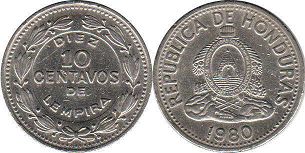 монета Гондурас 10 сентаво 1980