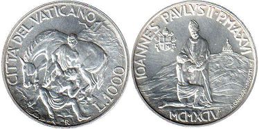 монета Ватикан 1000 лир 1994