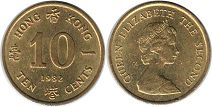 монета Гонконг 10 центов 1982