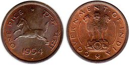 монета Индия 1 пайс 1954