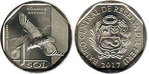 монета Перу 1 соль 2017