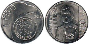 монета Филиппины 1 писо 2016 Рикарте