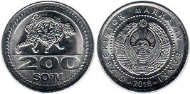монета Узбекистан 200 сум 2018